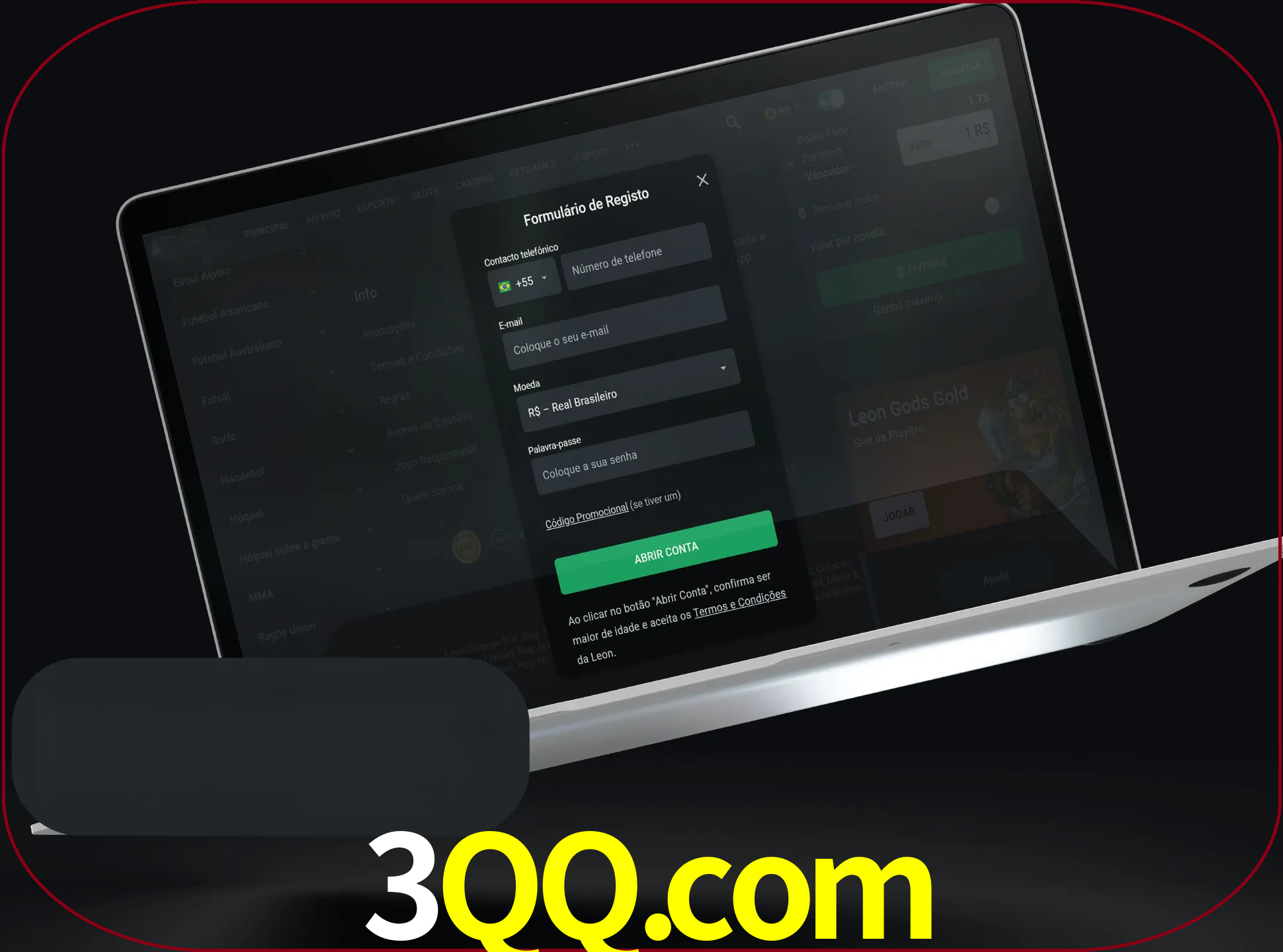 Abra o site da LeonBet e crie sua própria conta.