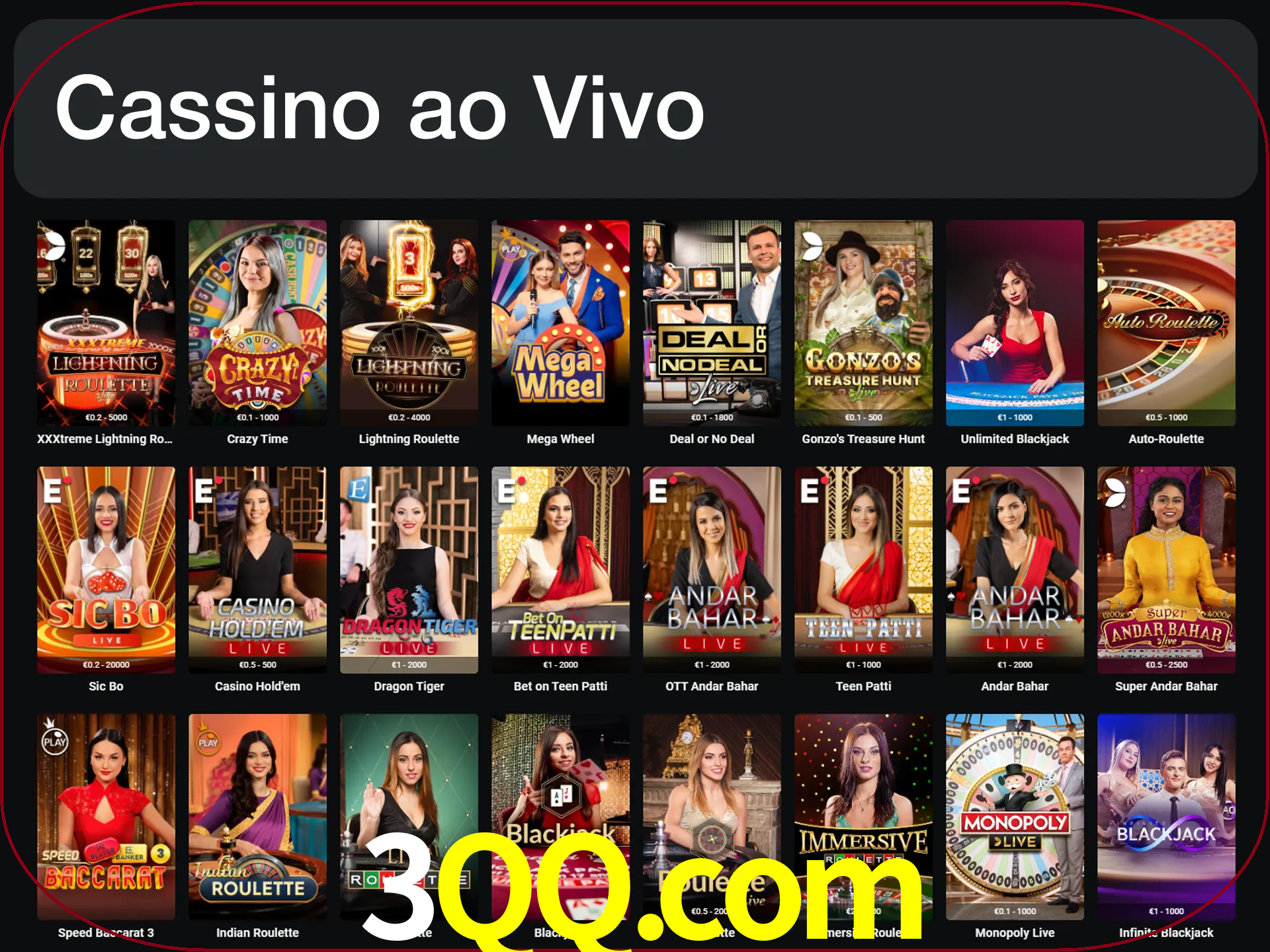 Jogue jogos de cassino com um verdadeiro dealer.