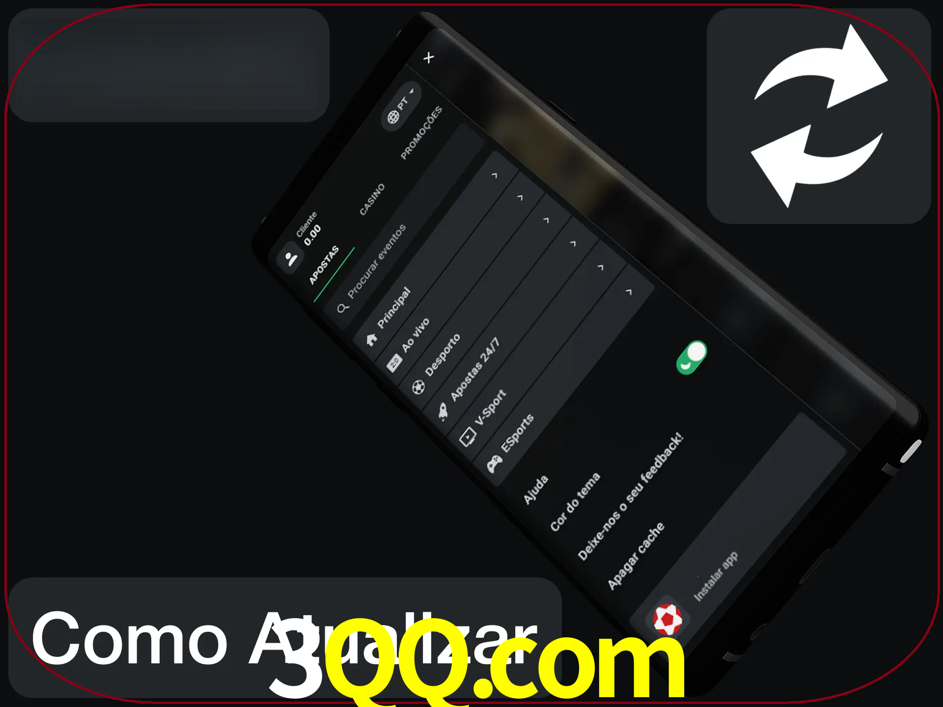 O aplicativo é atualizado automaticamente quando você faz o login.